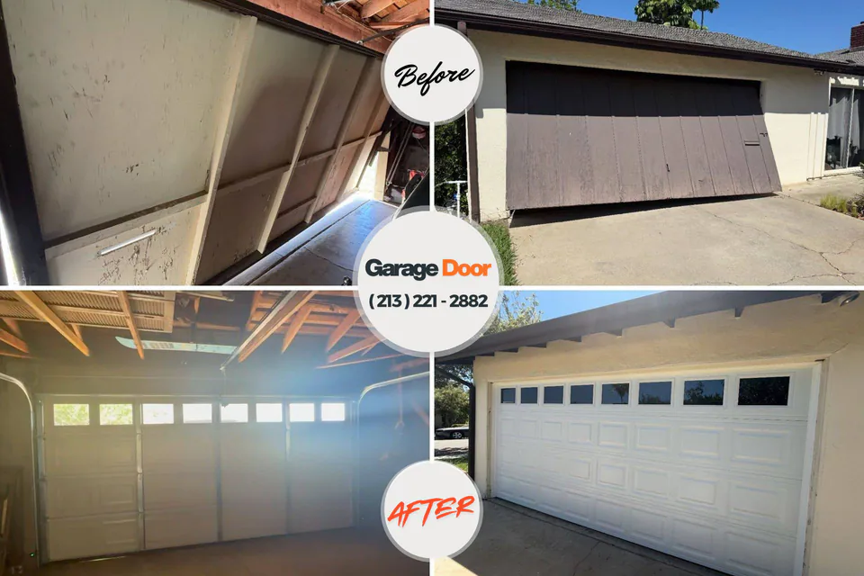 Before and after: garage door repair Alva, OK